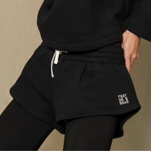 Black micro sport shorts with contrasting white drawcord